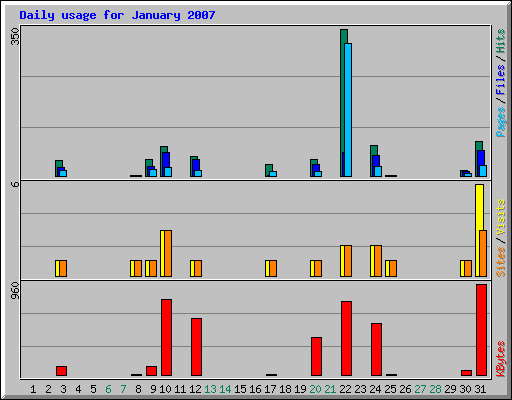 Daily usage for January 2007