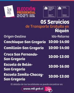 SERVICIO DE TRANSPORTE GRATUITO, ELECCIÓN PRESIDENCIAL.-