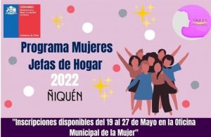 *CONVOCATORIA PROGRAMA MUJERES JEFAS DE HOGAR ÑIQUÉN 2022* 👩🏼‍🦰👩🏼👩🏼‍🔧👩🏼‍🎨👩🏼‍🎓